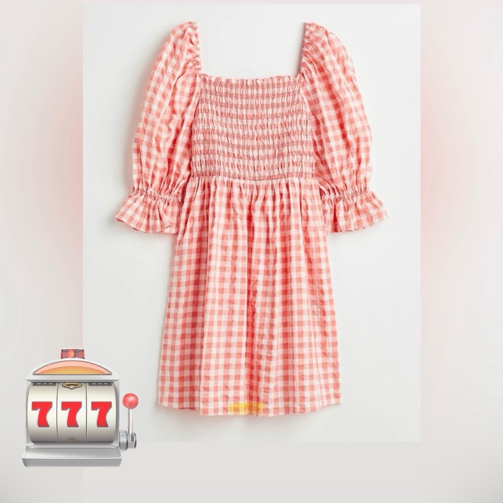 H&M new dress size Large color peach and white B-2